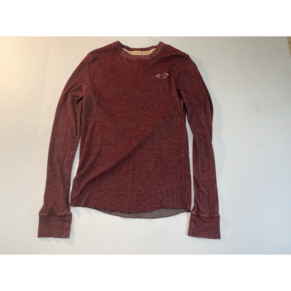 Hollister Waffle Knit Thermal Shirt Mens Small‎ Burgundy Skater Surf Grunge
